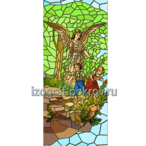 Ангел-Хранитель с детьми макет витража на окна для храма