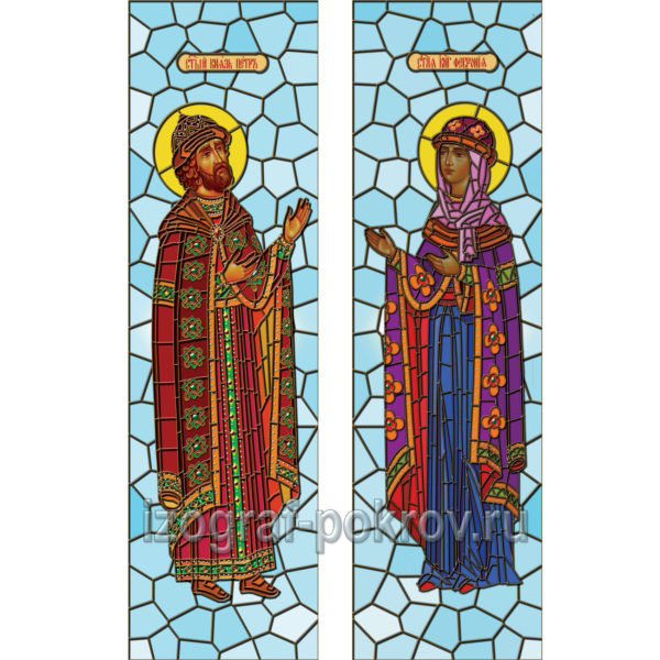 Петр и Феврония Муромкие - макет витража на окна для храма