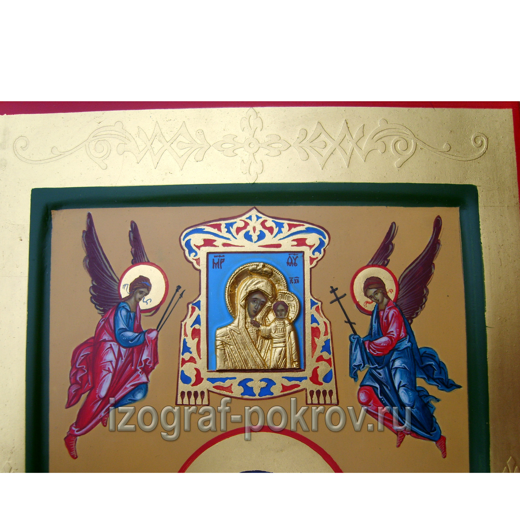 Фрагмент оформления мерной иконы с Богородицей